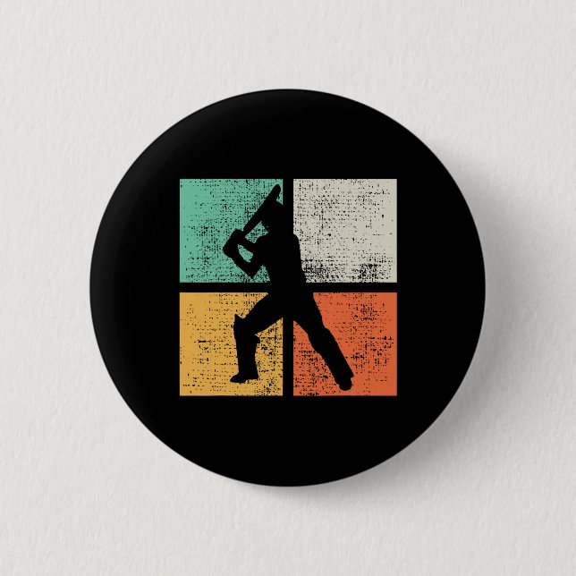 Cricket Tsman Geschenk Spieler Trainer Retro  Button (Vorderseite)