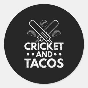 Cricket und Tacos Lustiger Spieler Coach Sportgraf Runder Aufkleber