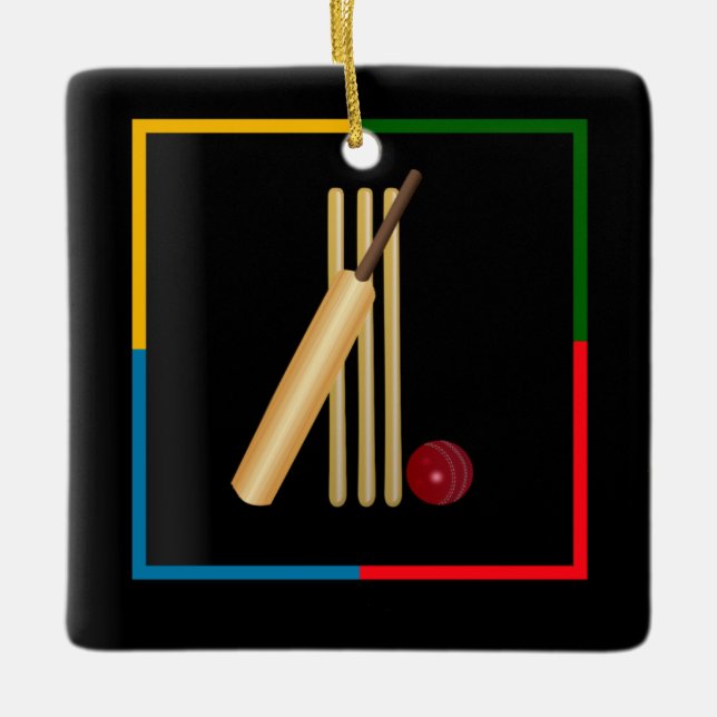 Cricket, Weide, Fledermaus und Ball, Keramikornament (Vorderseite)