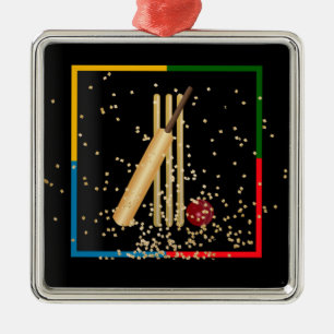 Cricket, Weide, Fledermaus und Ball, Ornament Aus Metall