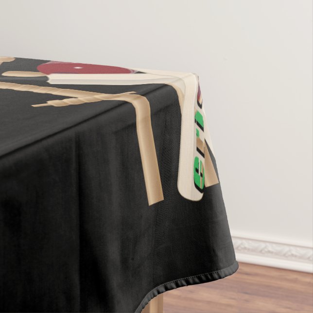 Cricket-Wickel, -Fledermäuse und -Ball, Tischdecke (Beispiel)