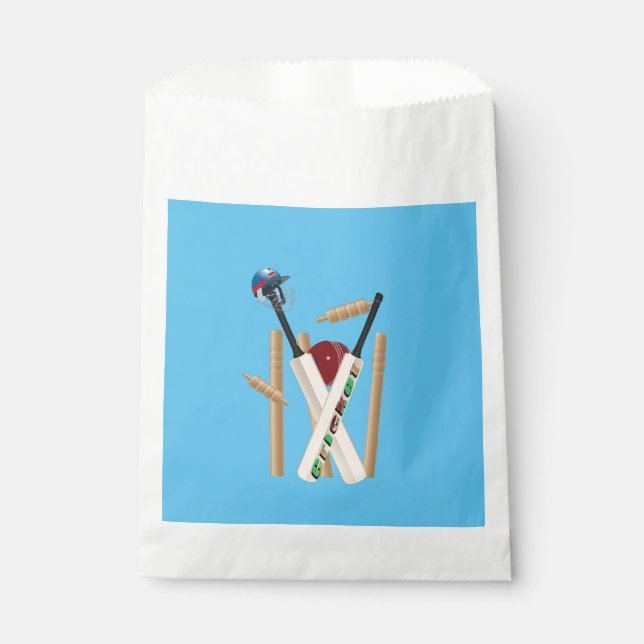 Cricket-Wickel, Helm, Fledermäuse und Ballast, Geschenktütchen (Vorderseite)