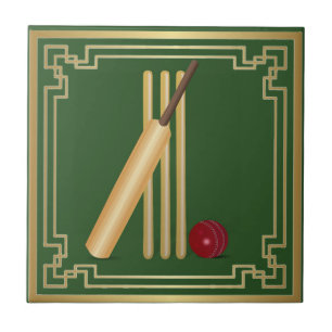 Cricket-Wicket, Fledermaus und Ball Fliese