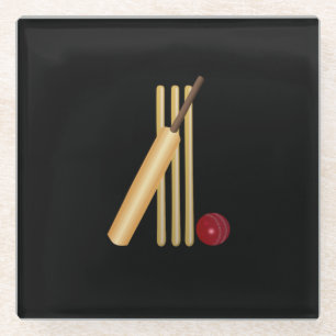 Cricket - Wicket, Schläger und Ball Glasuntersetzer