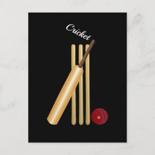 Cricket - Wicket, Schläger und Ball Postkarte