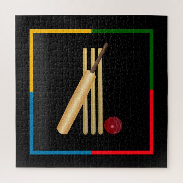 Cricket, Wicket, Schläger und Ball,  Puzzle (Vertikal)