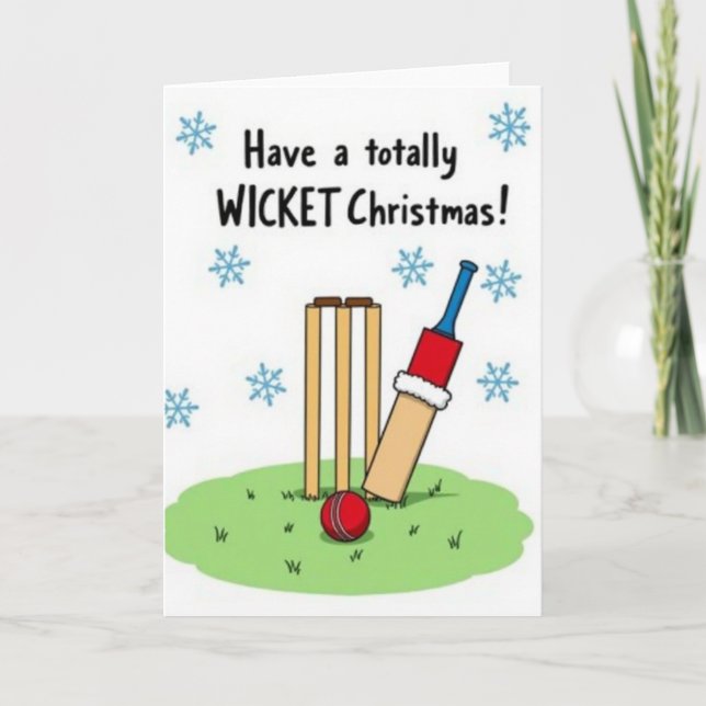Cricket Wicket Weihnachtskarte Karte (Vorderseite)