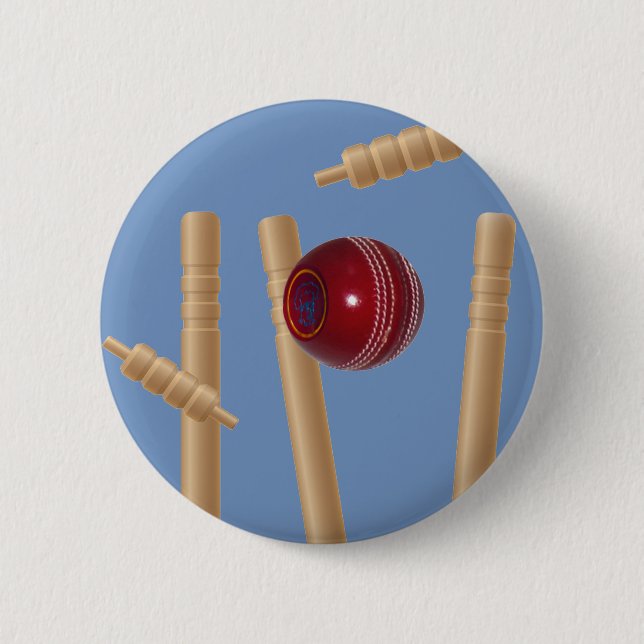 Cricketball und Stumps, Button (Vorderseite)