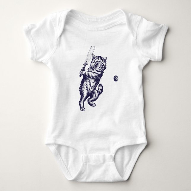 Cricketing Cat Geschenke Baby Strampler (Vorderseite)