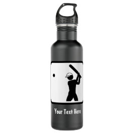 Cricketlogo in Schwarzweiß - Personalisiert Trinkflasche