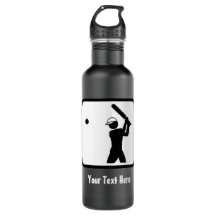 Cricketlogo in Schwarzweiß - Personalisiert Trinkflasche