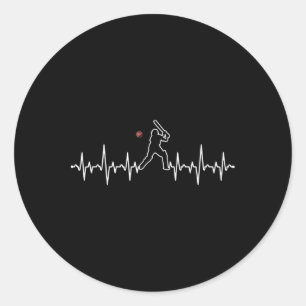Cricketspieler Herzschlag Cricket-Geschenk  Runder Aufkleber