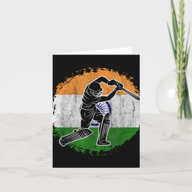 Cricketspieler indische Flagge Cricketer  Karte (Vorderseite)