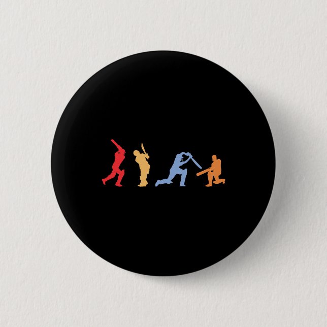 Cricketspieler Retro-Cricket-Silhouette Cricket Sp Button (Vorderseite)
