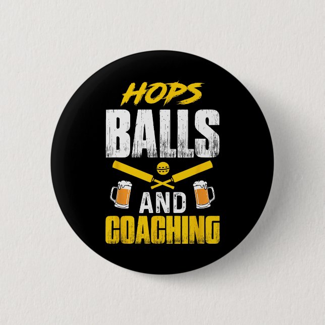 Cricketspieler Trainer Bier trinkender Mannschafts Button (Vorderseite)