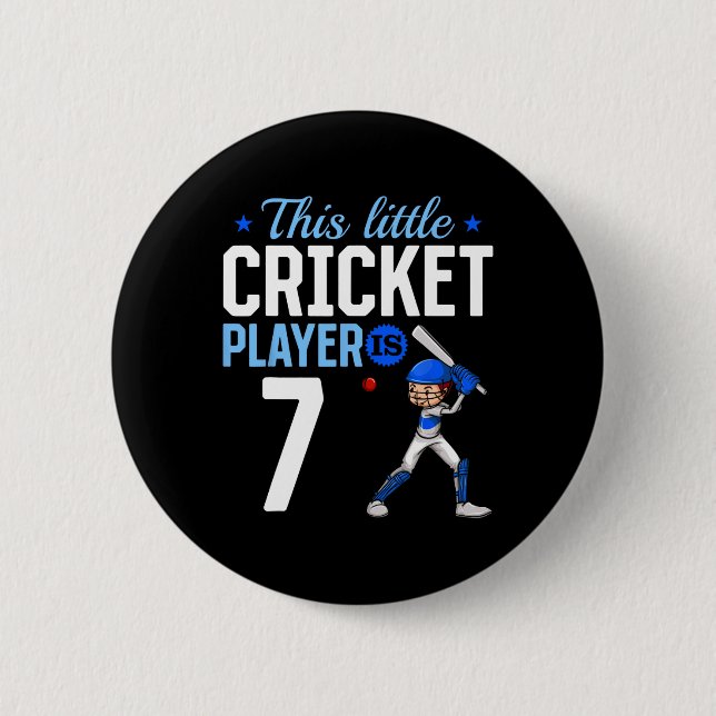 Cricketspieler zum 7. Geburtstag  Button (Vorderseite)