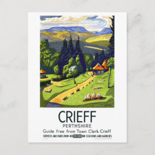 Crieff England Vintage Travel Poster wiederhergest Postkarte