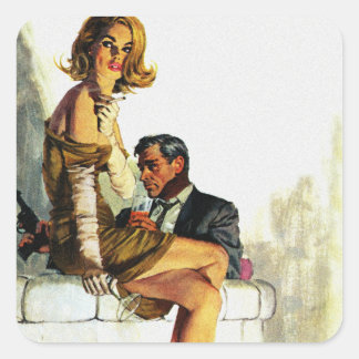 Crime Partners Vintag Pulp Magazine Cover Art Quadratischer Aufkleber