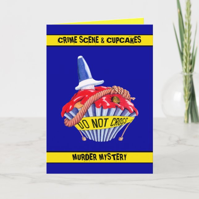 Crime Scene Cupcake Murder Mystery Invasion Card Einladung (Vorderseite)