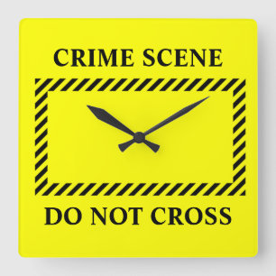 Crime Scene Do Not Cross Quadratische Wanduhr
