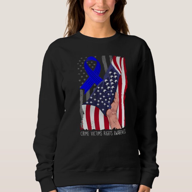 Crime Victims Rights Awareness American Flag Blue  Sweatshirt (Vorderseite)