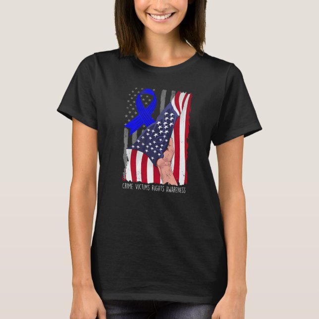 Crime Victims Rights Awareness American Flag Blue  T-Shirt (Vorderseite)