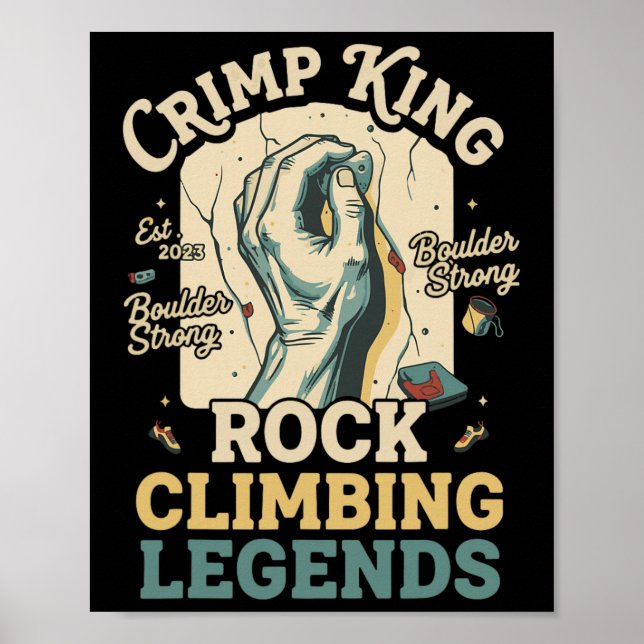 Crimp King Rock Climbing Legends Boulder  Poster (Vorne)