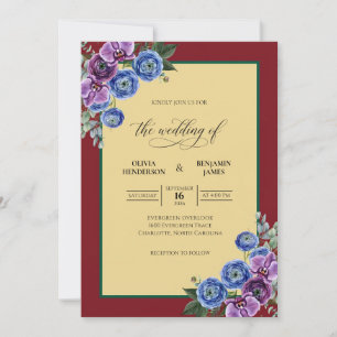 Crimson Amethyst Flower Eukalyptus-Hochzeit Einladung