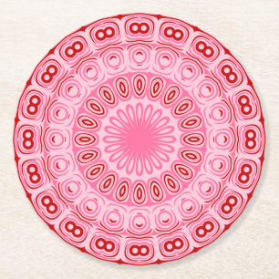 Crimson and Pink Mandala Pattern Runder Pappuntersetzer