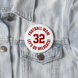 Crimson and White Football Mama Jersey Number Button