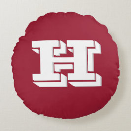 Crimson and White Varsity Letter  Monogram  Rundes Kissen
