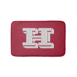 Crimson and White Varsity Letter Style Monogram Badematte
