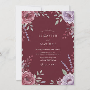 Crimson Artistic Bloom Hochzeit Einladung