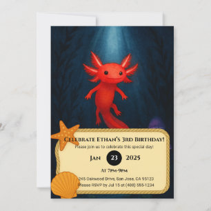 Crimson Axolotl im Pilz Grotto Geburtstag Einladung
