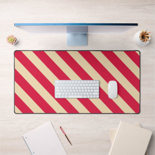 Crimson & Beige Diagonale Streifen-Matte – Anpasse Schreibtischunterlage
