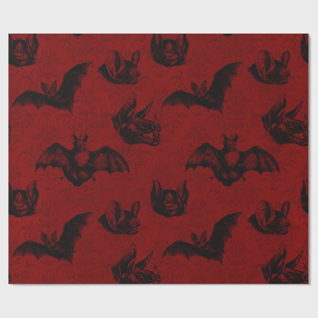 Crimson & Black Vampyre Bats Geschenkpapier (Flach)