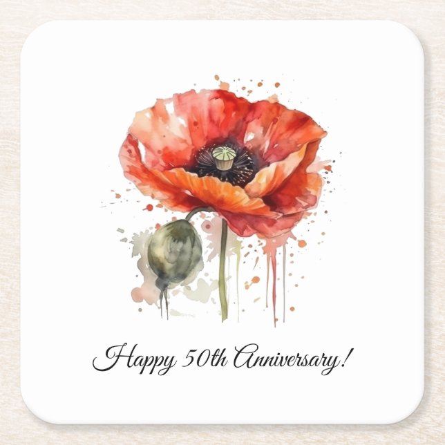 Crimson Bloom, Brauch Rechteckiger Pappuntersetzer (Vorderseite)