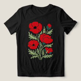 Crimson Bloom Damen Abstract Poppy T-Shirt Tri-Blend Shirt