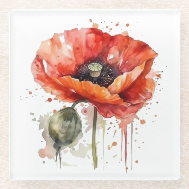 Crimson Bloom Glasuntersetzer (Vorderseite)