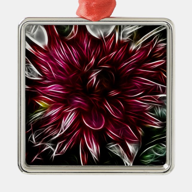 Crimson-Blume Silbernes Ornament (Vorne)