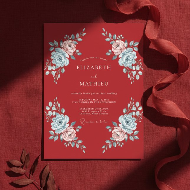 Crimson Blush Gemalte Hochzeit Einladung (Von Creator hochgeladen)