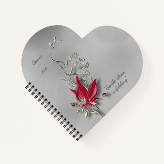 	Crimson Butterfly Bloom spiral notebook  Notizbuch
