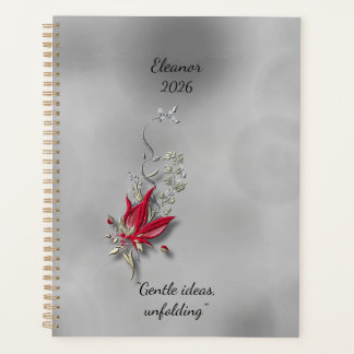 	Crimson Butterfly Bloom Spiral notebook  Planer