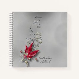 Crimson Butterfly Bloom Spiralnotizbuch Notizbuch