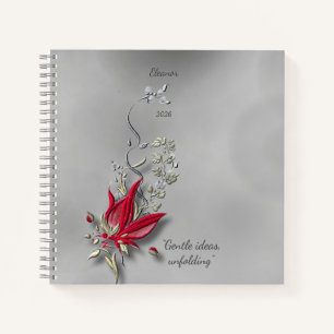 Crimson Butterfly Bloom Spiralnotizbuch Notizbuch