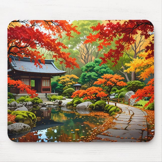 Crimson Cascade - Der Herbst in einem japanischen  Mousepad (Vorne)