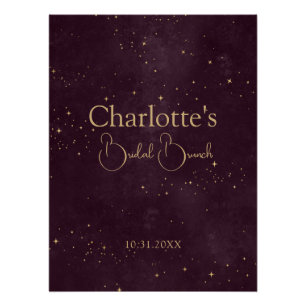 Crimson Celestial Sun und Moon Brautparty Zeichen Poster