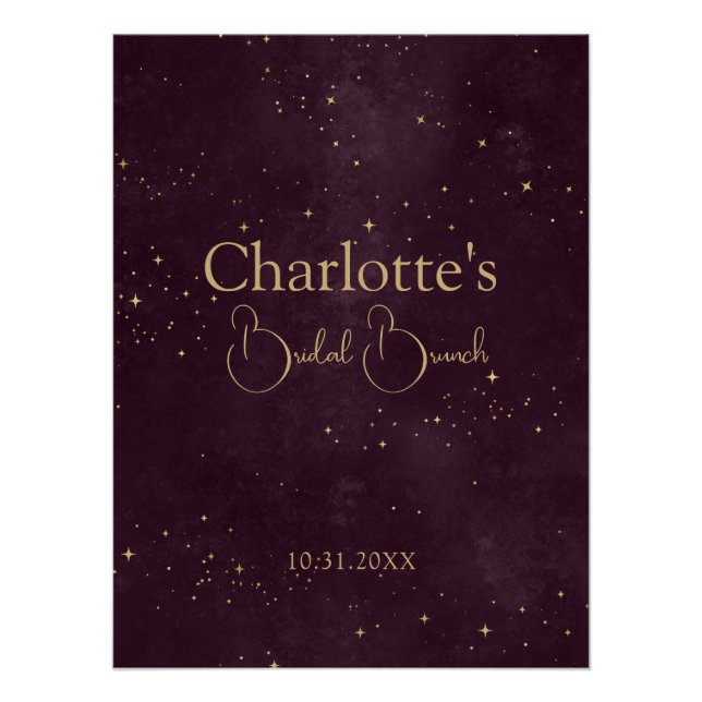 Crimson Celestial Sun und Moon Brautparty Zeichen Poster (Vorderseite)