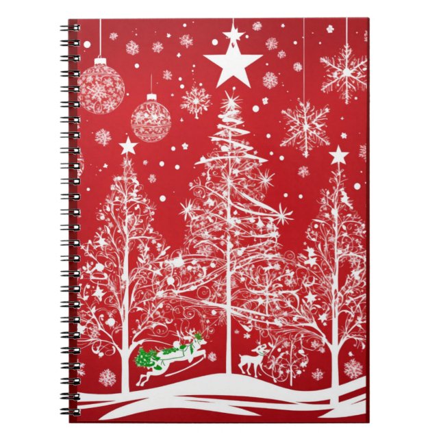 "Crimson Christmas Delight: Spiral-Notebook mit S Notizblock (Vorderseite)