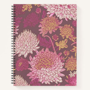 Crimson Chrysanthemum Softcover Spiral Notebook Notizbuch
